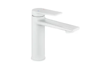 Grifo monomando para lavabo de sobremesa de latón blanco, frío y calor